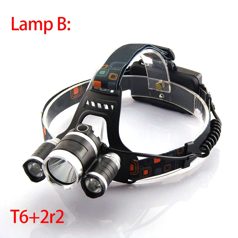 Высокомощный налобный фонарь 5 светодиодный T6/Q5 Головной фонарь фронтальный фонарь фара Lanterna hoofdlamp 18650 батарея Рыбалка - Испускаемый цвет: lamp B