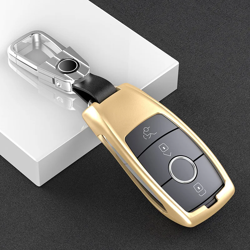silver-gold Новые чехлы для автомобильных ключей из алюминиевого сплава для Mercedes Benz E Class W213 S класс брелок украшения авто аксессуары для интерьера - Название цвета: silver-gold