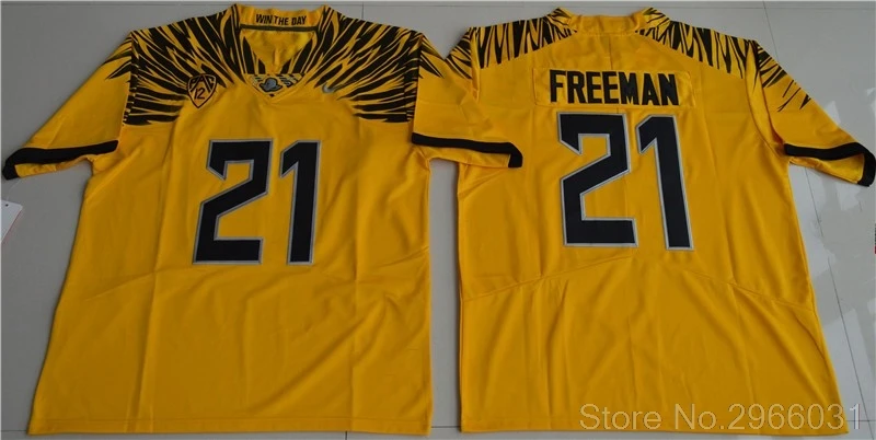 Oregon Ducks Royce Freeman 21 колледж Джерси-желтый зеленый черный белый сшитый Размер S-3XL - Цвет: Цвет: желтый