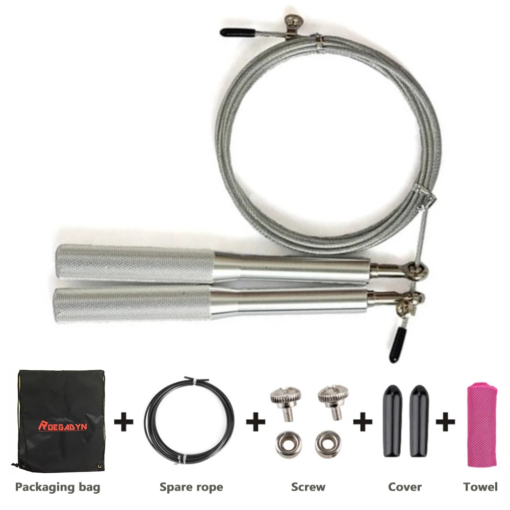 Алюминиевая ручка провода Скакалка оборудование для фитнеса детский спортивный сплав ручка металлический подшипник скорости трос скакалка - Цвет: 001Silver