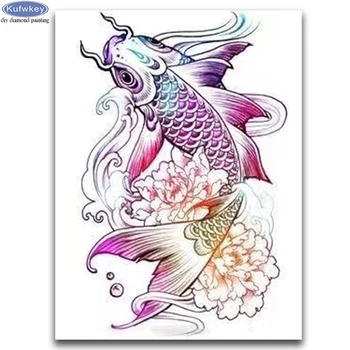 

diamant painting animal fish picture of rhinestones full square round drill embroidery beads 5d DIY Diamond Painting mosaic art
