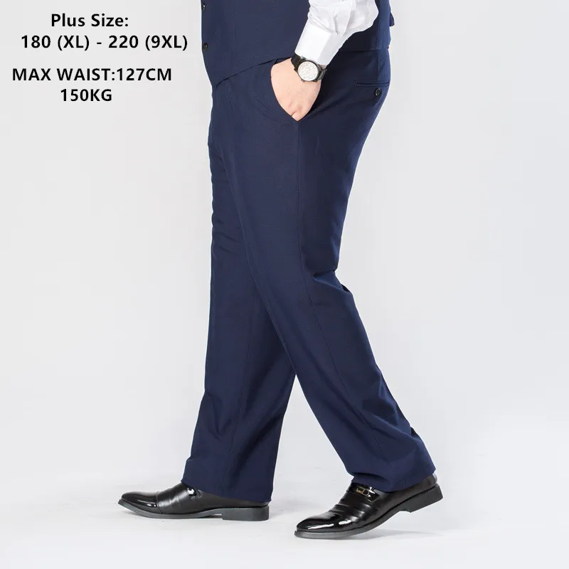 Dress Pants Waistcoat Formal Suit Trousers Business Wedding Office-Plus 8XL 7XL Blue