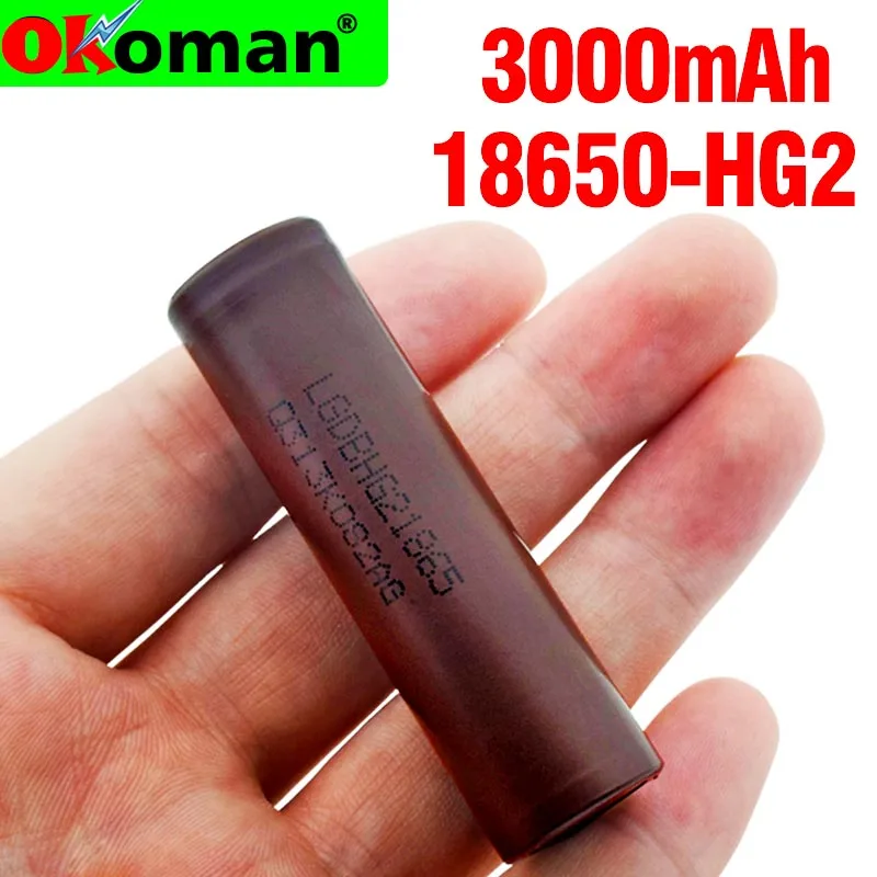 Новинка 18650 hg2 3000mah электронная сигарета 18650 перезаряжаемая батарея высокой разрядки, большой ток для LG фонарик