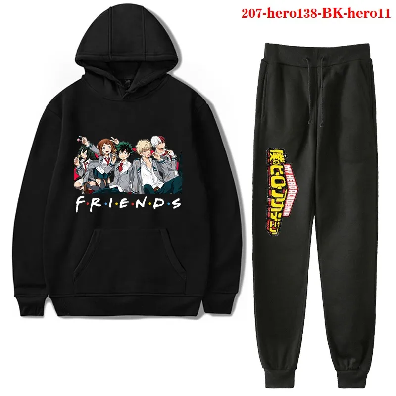 

My Hero Academia Mens Hoodies+Pants Suit Boku No Hero Academia Anime Kawaii Himiko Toga Men Fleece Sets Anime Friends Tracksuits