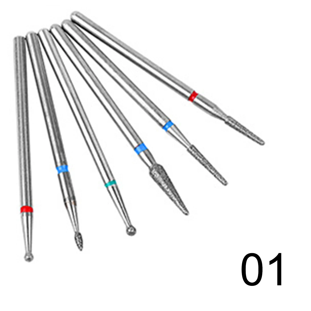 6 шт. керамические буровые долота для ногтей Маникюрный электрический шлифовальный Полировальный Набор аксессуары пилки для ногтей роторные кутикулы фрезы - Цвет: 01
