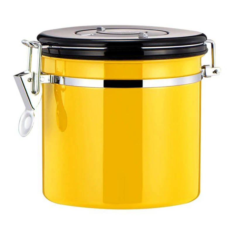 

0.8L Airtight Tea Coffee Sugar Sets Container Storage Canister Set For Coffee Beans Ground Tea Container Yellow S