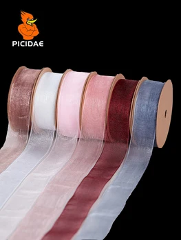 

Snow yarn Ribbon Gauze Bandage gift Birthday Cake Baking packaging box decoration Fence Candy DIY Bow Baked food Plain Chiffon
