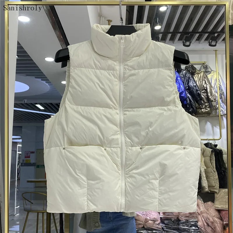 

Women Light 90% White Duck Down Waistcoat Casual Stand Collar Sleeveless Tank Vest Jakcet Ladies Autumn Winter Coat Short Tops