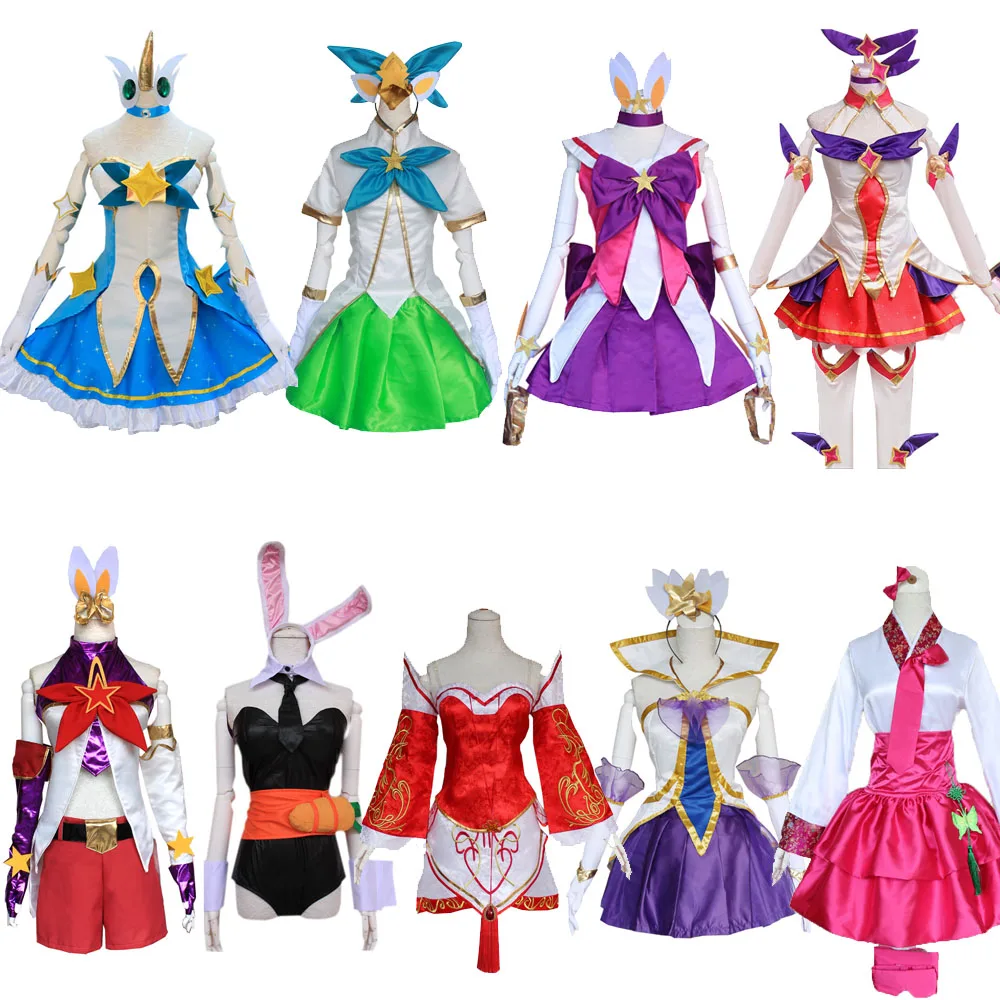 Игры &quotLOL" Magic Girl Soraka Lux Костюмы для косплея звезда Нико Ahri девять из шифона и