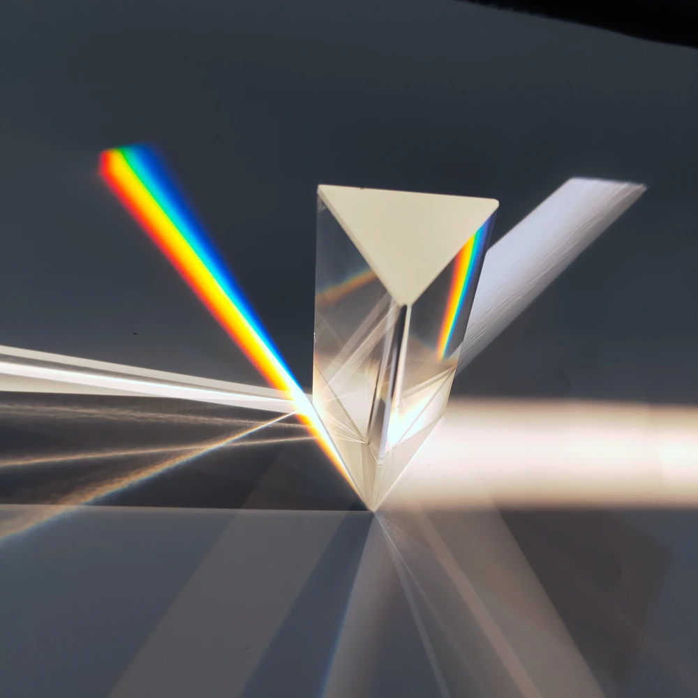30x30x60mm Triangular Prism BK7 Optical Prisms Glass Physics Teaching Refracted Light Spectrum Rainbow Children Students Present
