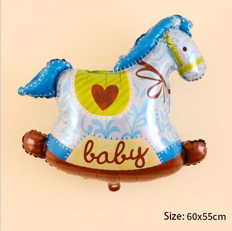 2pcs Baby birthday balloons Gender Reveal Girl or Boy Balloon baby shower Party Foil Balloons Birthday Party Decor - Цвет: Boy wooden horse