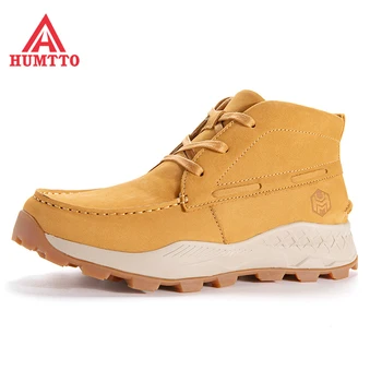 

Humtto Brand New Genuine Leather Hiking Boots for Men Winter Outdoor Sports Breathable Lace-up Trekking Climbing Mens Shoes