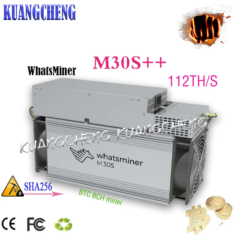Новый Майнер WhatsMiner M30S ++ 112T BTC BCH Asic с блоком питания лучше чем M20S M21S Antminer S17 + T17 S19 |