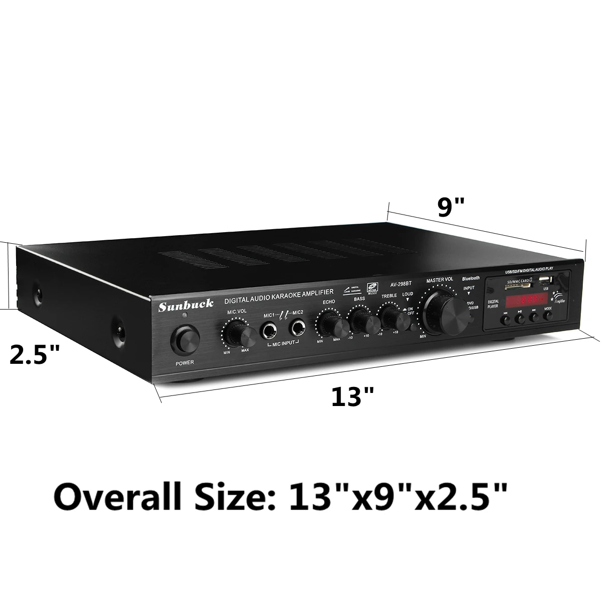 Sunbuck-amplificador Digital Bluetooth Estéreo Usb av Poder Surround 298bt Alta Resolução Áudio Player Subwoofer Led - Image 6