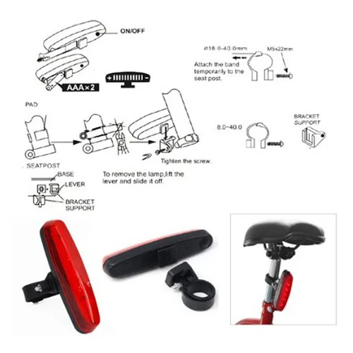 Красный светодиодный задний фонарь для велосипеда 5 режимов 4