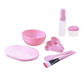 

9 Pieces Face Mask Mixing Bowl Set, Skin Care Tool Bowl Stick Brush Gauge Cleaning Mat Refillable Spray Bottle