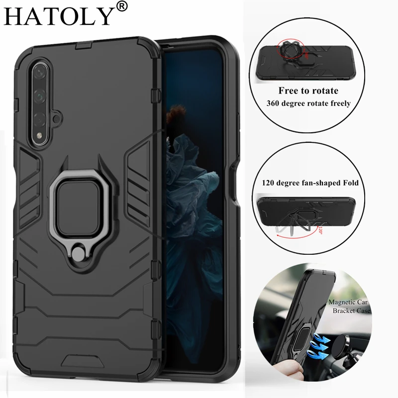 

HATOLY For Huawei Nova 5T Case Nova 5 Pro Cover Magnetic Suction Ring Bracket Cases Silicone Hard Armor Cover for Huawei Nova 5T