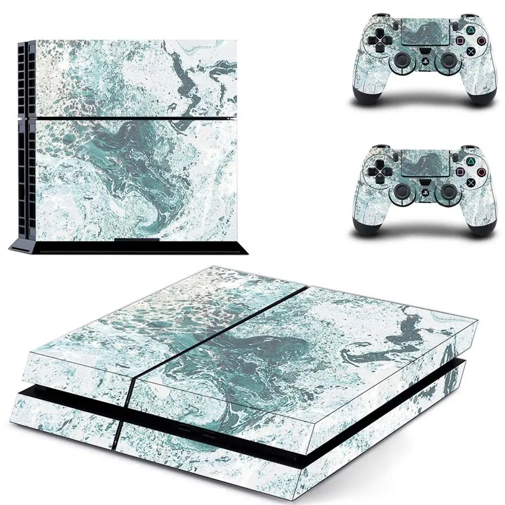 Чистый белый серебряный полное покрытие лицевые панели наклейка для PS4 наклейка для playstation 4 консоли и контроллеры наклейка для PS4 виниловая наклейка - Цвет: QPTM0421