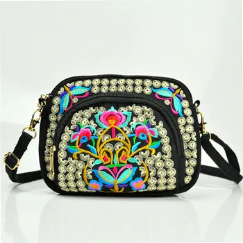 

6 Styles 2020 Women Shoulder Bag Travel Pouch Vintage Floral Embroidered Crossbody Zip Bag Boho Hippie Messenger Bag