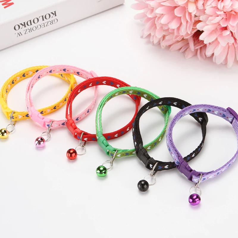 Cute Bell Pet Collar Puppy Cartoon Pattern Adjustable Collar Cat and Dog Necklace Accessories Pet Loss Prevention Products