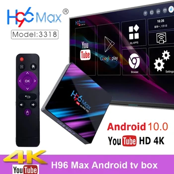 

H96 MAX RK3318 Youtube 4K Android 10.0 smart tv box 4G 64G 5G Wifi H.265 RK3328 Media player youtube Netflix Wifi Google Dual