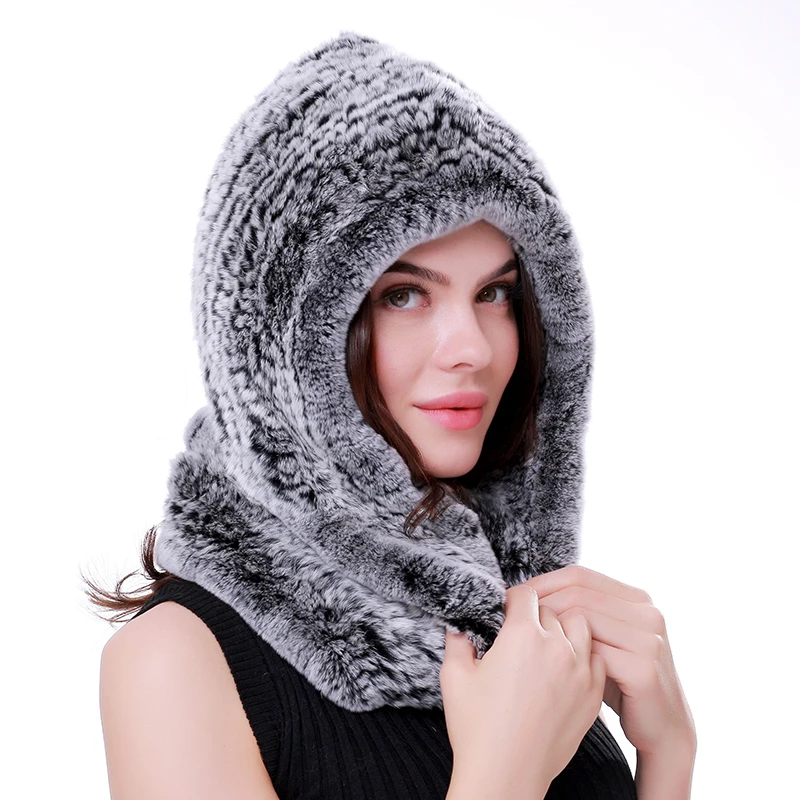 Женская шапка, новинка, меховая шапка из натурального кролика, шапка, шарф, зимняя теплая шапка из натурального меха с шейным шарфом из меха джиали