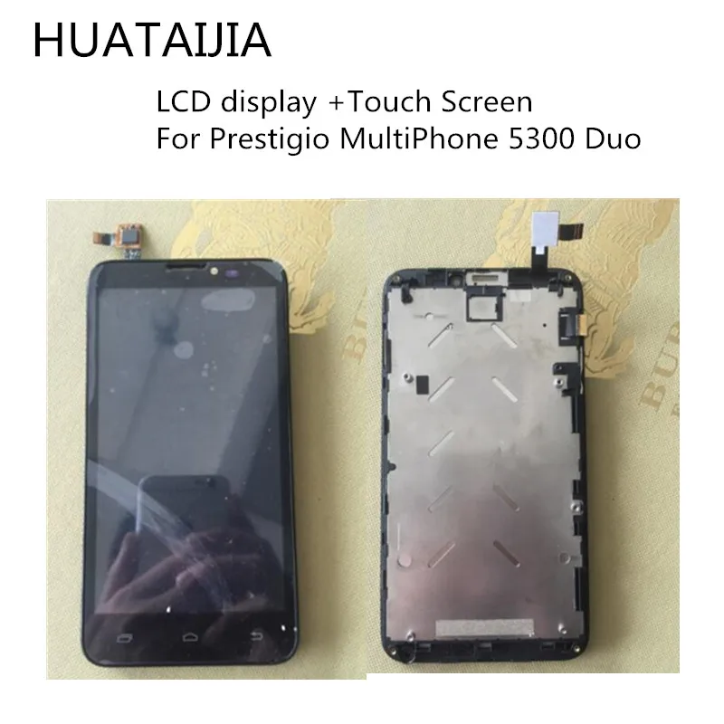 С рамкой ЖК-дисплей сенсорный экран для Prestigio MultiPhone 5300 Duo дигитайзер в сборе