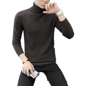 

Winter High Neck Thick Warm Sweater Men Turtleneck Brand Mens Sweaters Slim Fit Pullover Men Knitwear Male Double Collar