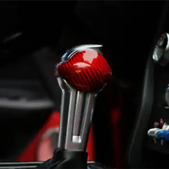 

Replacement Gear Shift Knob Trim Replace 2pcs Red Carbon Fiber For Ford Mustang