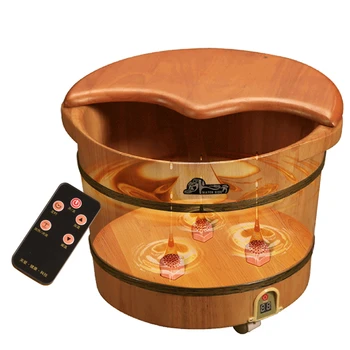 

Oak Foot Tub Heating Foot Bath Barrel Footbath Female Constant Temperature Foot Bath Barrel Wooden Over The Leg Home