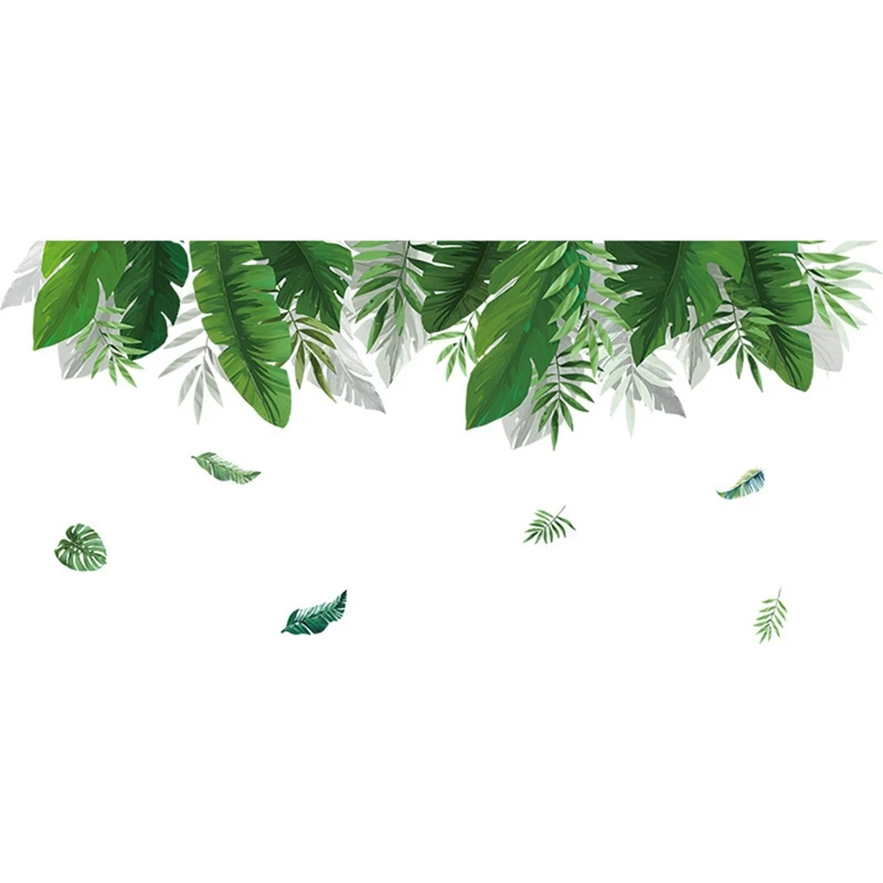 Домашний тропический джунгли зеленые листья стикер на стену украшение гостиной Ресторан Приморский завод Ласточка искусство настенный рисунок Декаль - Цвет: Зеленый