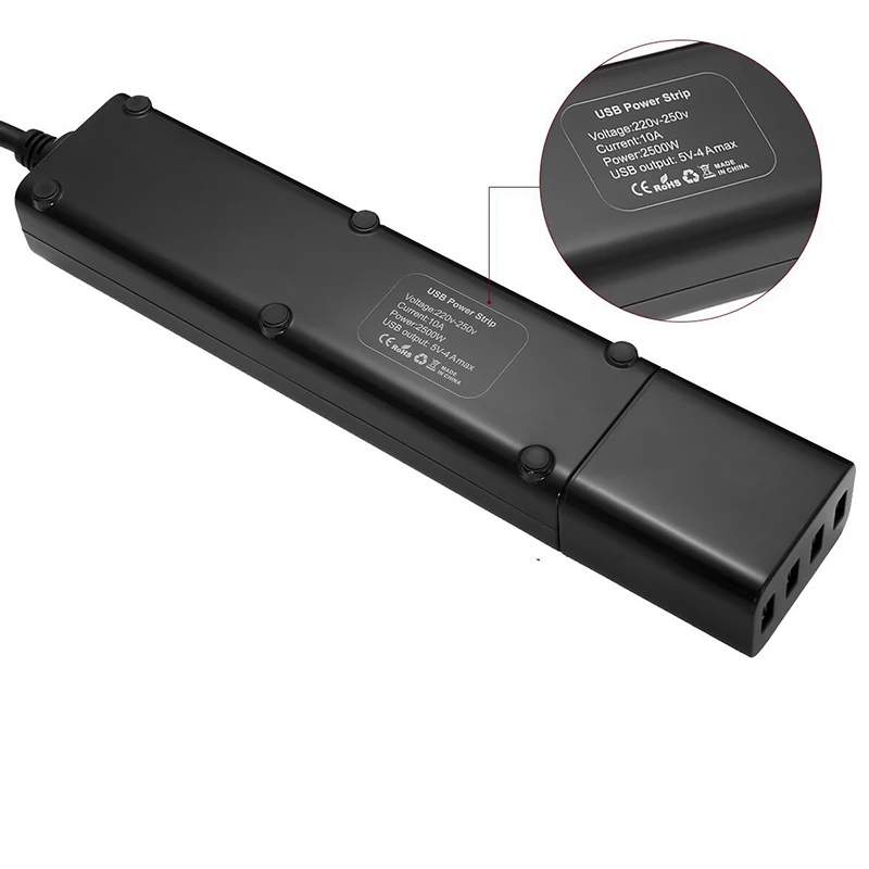 Умная розетка с usb-разъемом, 3 розетки с usb-зарядным устройством, 4 Ports-1.5M, шнур питания, съемная Европейская розетка