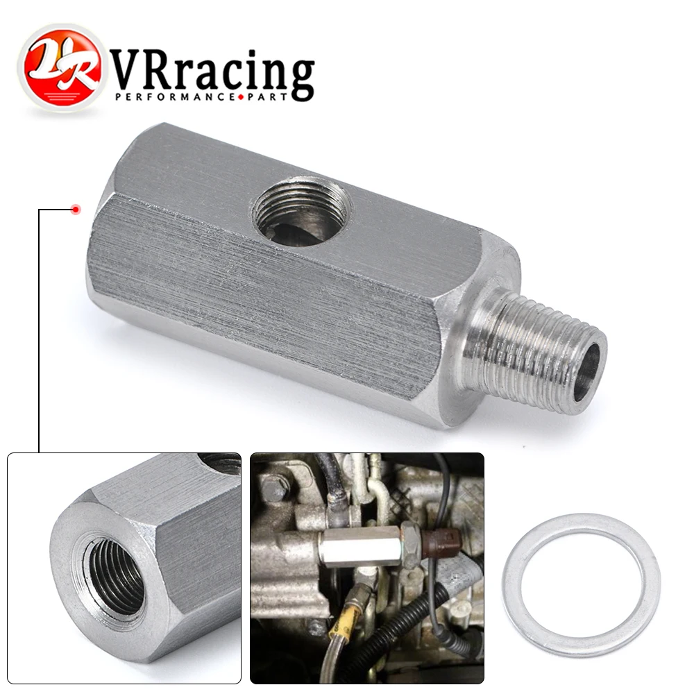 Oil Pressure Sensor Connector Stainless Steel 1/8'' BSPT Tee Adapter to 1/8 NPT Gauge T-Piece