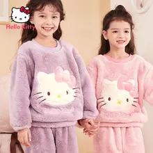 Takara Tomy – pyjama Hello Kitty pour enfants, tenue d'hiver épaisse en peluche, polaire corail chaude, Service à domicile pour bébé