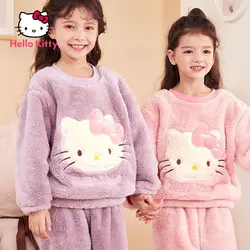 Takara Tomy Pijama de Hello Kitty para niños y niñas, traje grueso de felpa, cálido, Polar Coral, servicio a domicilio para bebé