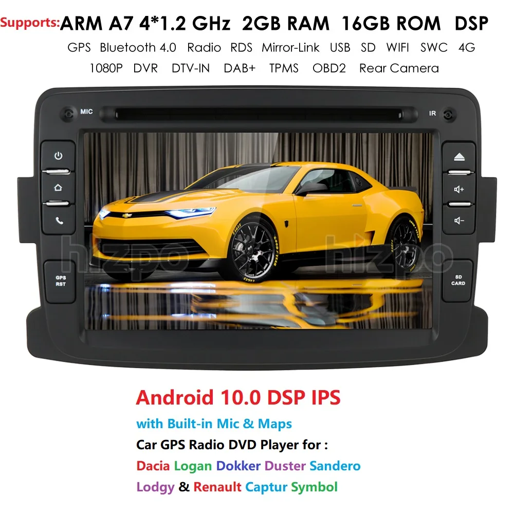 1 Din Android 10 для Dacia/Sandero/Duster/Renault/Captur/Lada/Xray 2/Logan2 Автомобильный мультимедийный видео плеер gps Авторадио DVR 4Gwifi