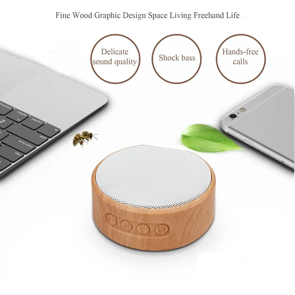 

Mini Wood Bluetooth Speaker Portable Outdoor Wireless Mini Computer Bluetooth Sound Box Support AUX TF Card for iPhone Android