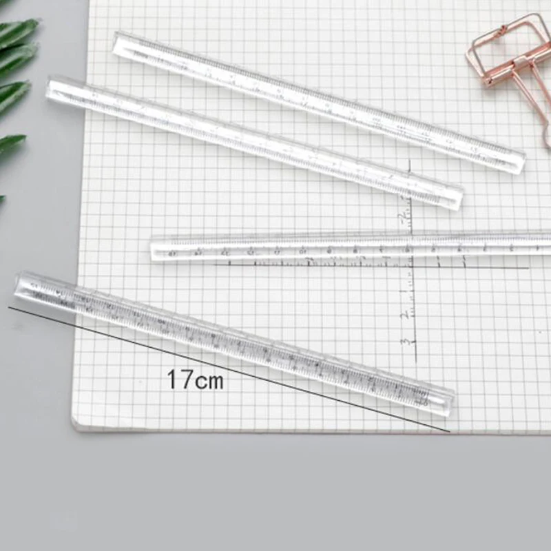 

15cm Transparent Straight Ruler Students Stationery Simple Triangular Rulers Both Sides Acrylic Measuring Tools