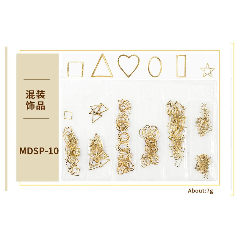 Pattern 10 Born queen 3D украшения для дизайна ногтей золотые заклепки треугольные прямоугольники сплав шпильки DIY украшения для маникюра - Цвет: Pattern 10
