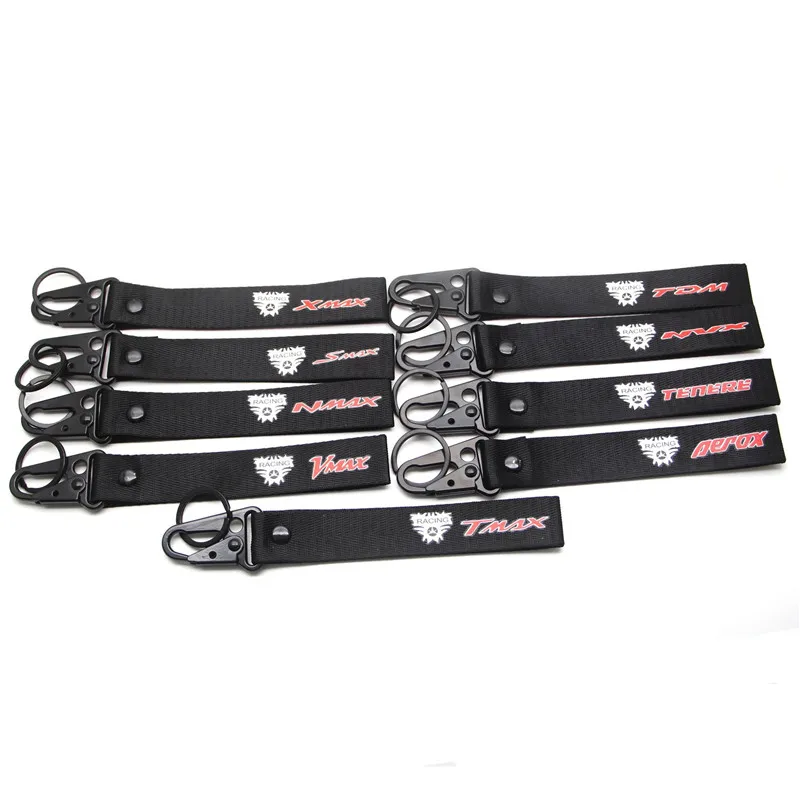 

NEW Motorcycle Embroidery Strap Key Ring Keyring For Yamaha Aerox NMAX NVX SMAX TDM Tenere TMAX VMAX XMAX Motocross Keychain