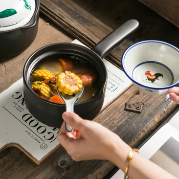 

1 Pc 1.2L Ceramic Milk Sauce Pot Chocolate Melting Pot Baby Complementary Food Pot with Handle for Home (Black)