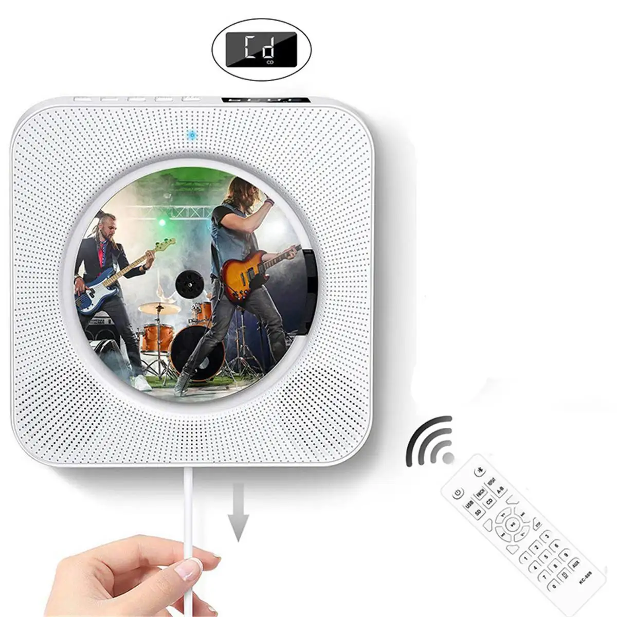 

240V CD Player Wall-mounted bluetooth Portable Home Audio Boombox with Remote Control FM Radio Built-in HiFi Speakers USB MP3