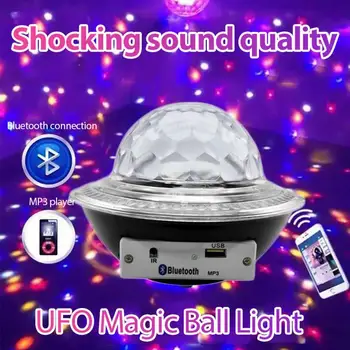 

UFO Magic Ball Light Bluetooth Voice Control Speaker USB RGB LED Stage Light Color Crystal Rotating Projection Lamp Laser Light