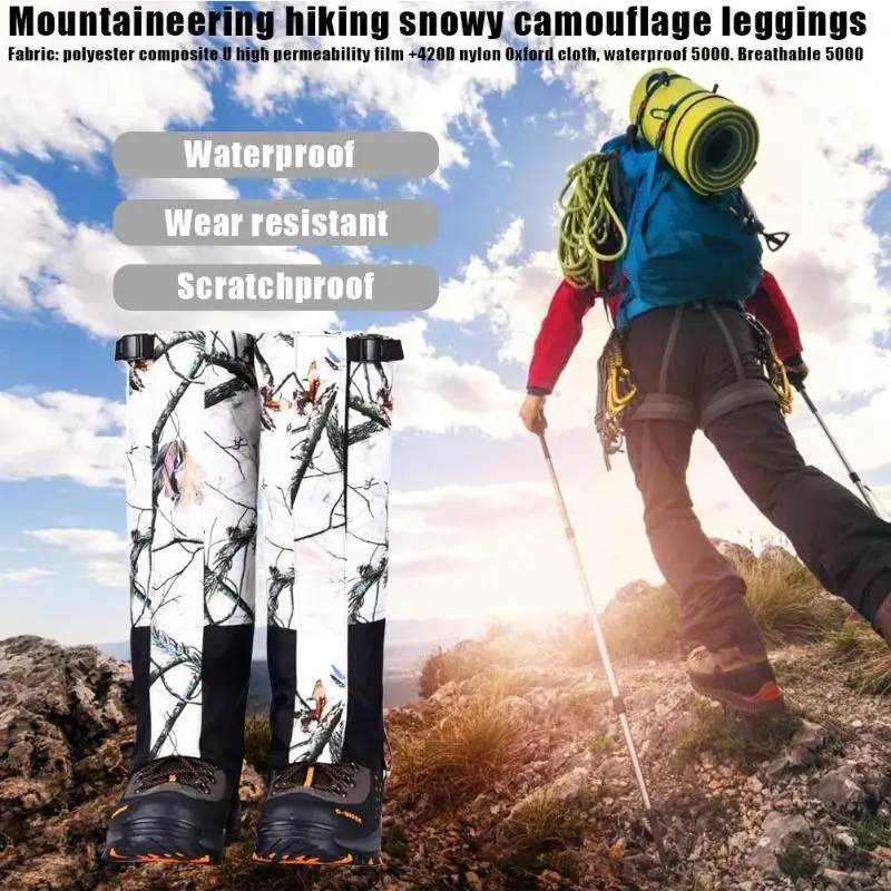 Tanie Outdoor Hiking Walking śnieg kamuflaż narciarstwo Legging getry wspinaczka polowanie wodoodporna noga osłona ochronna oddychająca