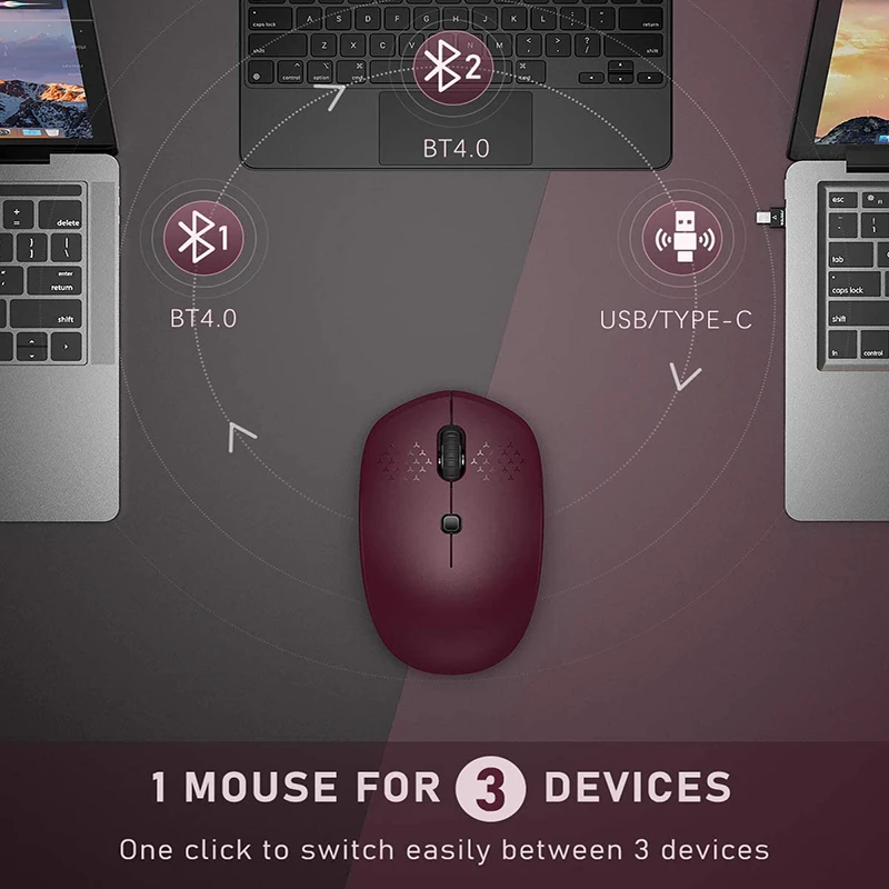 Беспроводная Bluetooth мышь SeenDa 3 режимная перезаряжаемая беспроводная