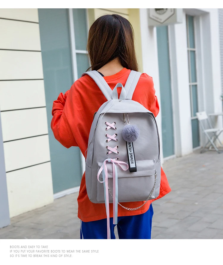 Комплект из 4 предметов мода рюкзак Для женщин для отдыха Back Pack Япония дамы рюкзак Повседневное Для женщин девочек-подростков Классический Рюкзак Школьный Сумки