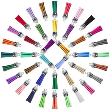 

200 Key Buckle Tassel Bulk Leather Tassel Color Tassel Pendant for DIY Keychain and Craft, 40 Colors.