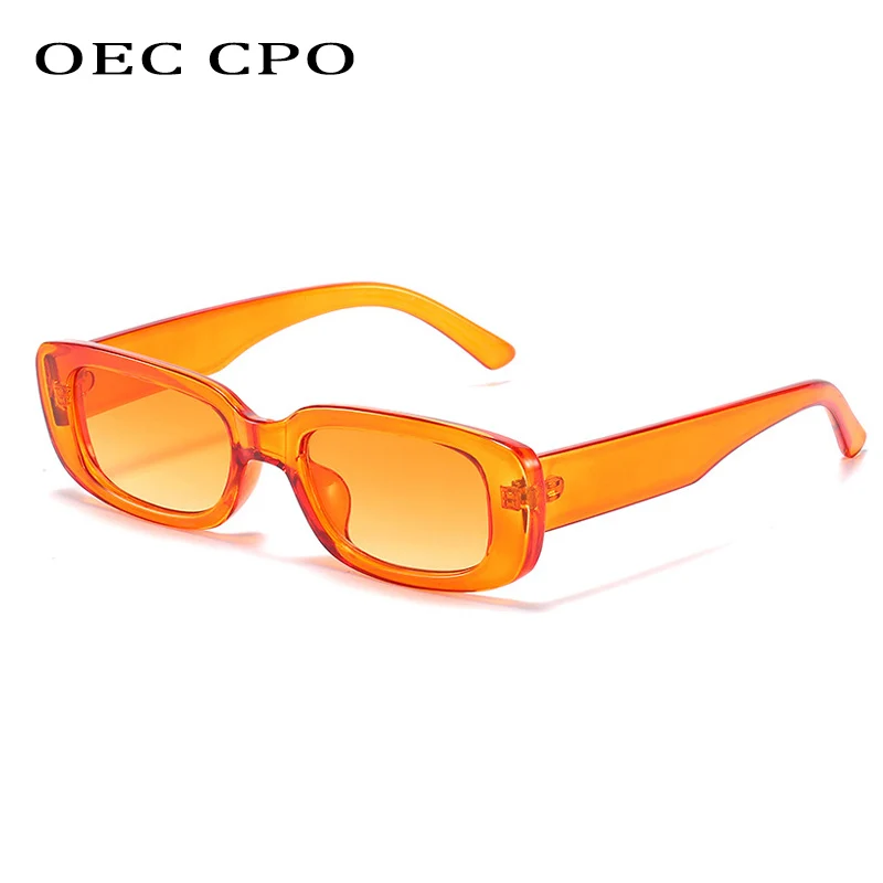 OEC CPO Kleine quadratische Sonnenbrille Damen Kunststoffrahmen Orange Farbverlauf Sonnenbrille Damen Trendy Markendesigner Brille_voghion.com