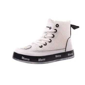 

2020 Girls High Top Canvas Shoes Child Mesh Breathable Comfortable Flat Shoes Little Lady Trendy Fashion All-match Casual