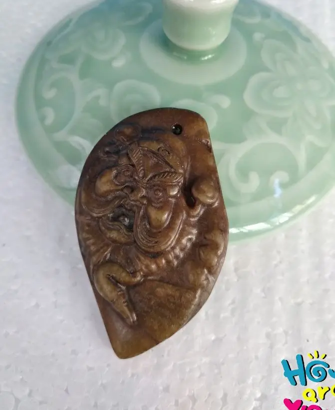 Архаичный нефритовый амулет рилиево Чжун Куй монарх кулон Изгоняющий дух Изгоняющий талисман